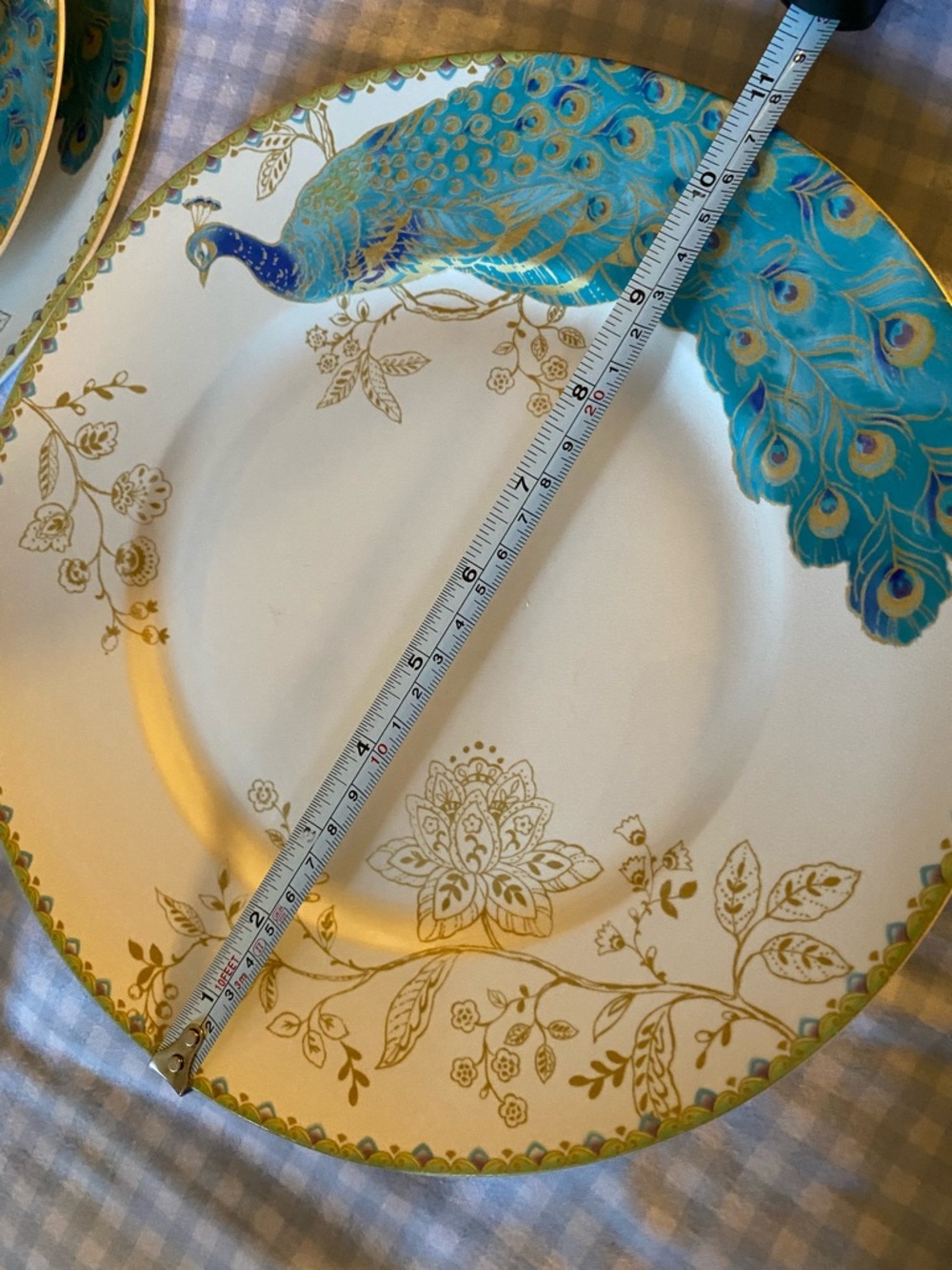 Peacock Garden Fine China Porcelain Dinner Plate by 222 Fifth Set of 2 - Picture 3 of 12